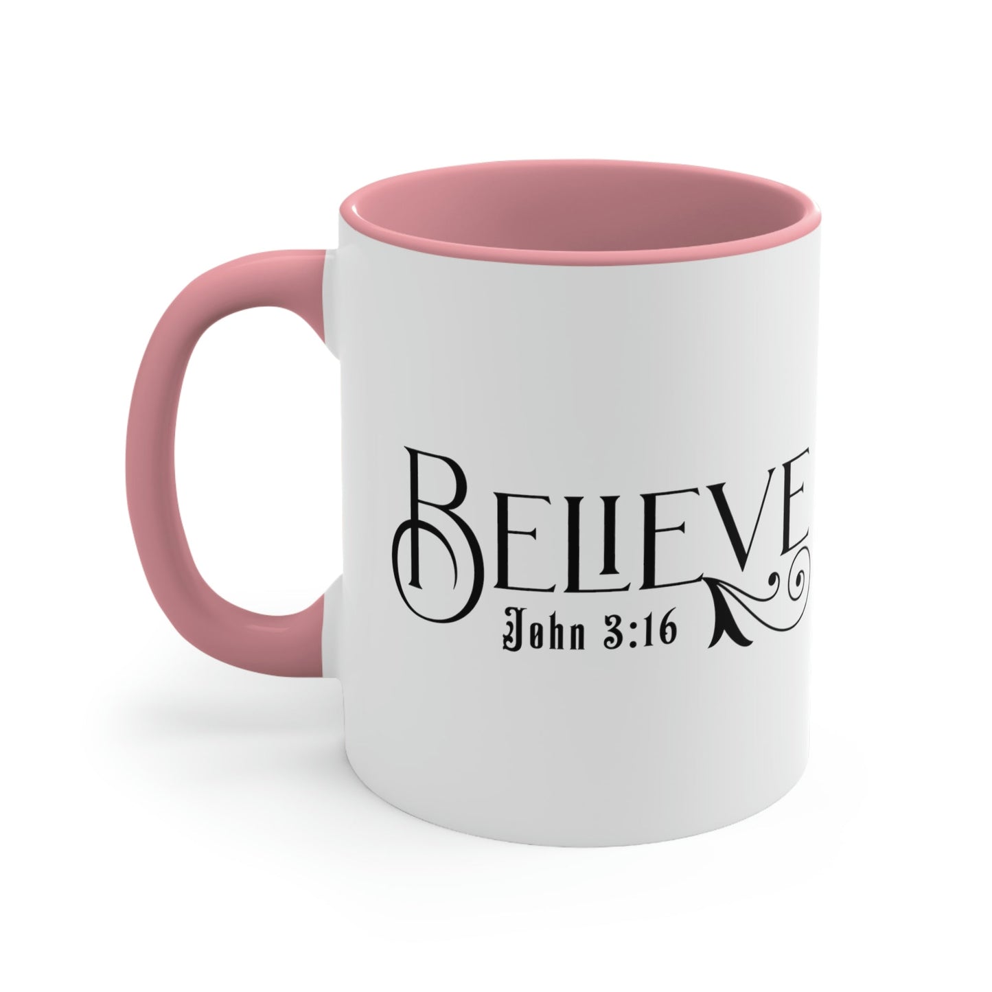 Two-tone Accent Ceramic Mug 11oz - Believe John 3:16 Scripture Bible