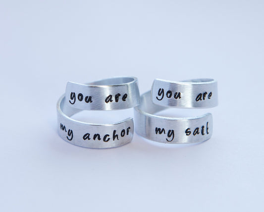 You are my anchor ring, you are my sail rings pair, couple love gift,