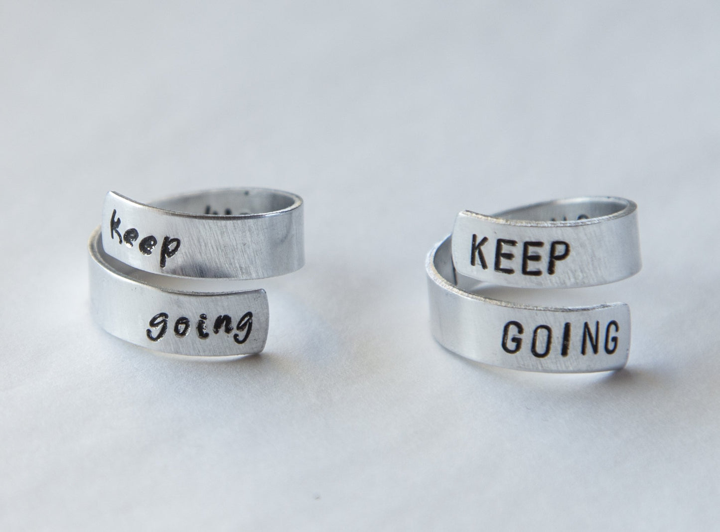 Keep going Twist Ring Motivational Wrap ring funny aluminum