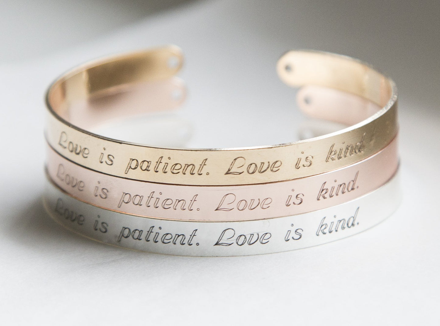 Love is Patient Love is Kind Bracelet, Religious Gift Christian Cuff,