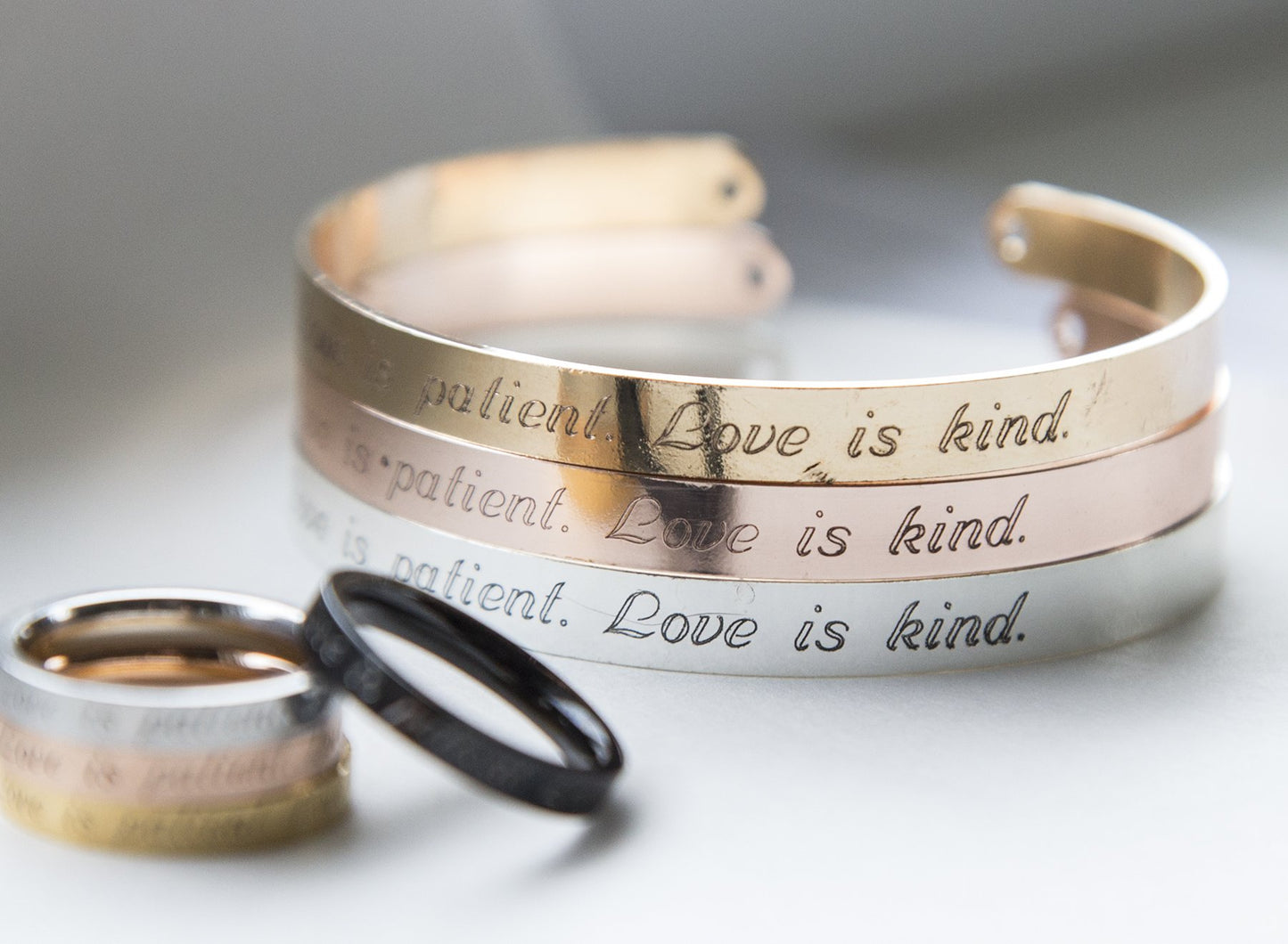 Love is Patient Love is Kind Bracelet, Religious Gift Christian Cuff,