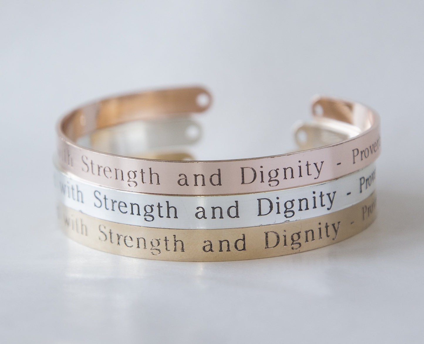 She Is Clothed With Strength And Dignity Bracelet Gift Christian Cuff