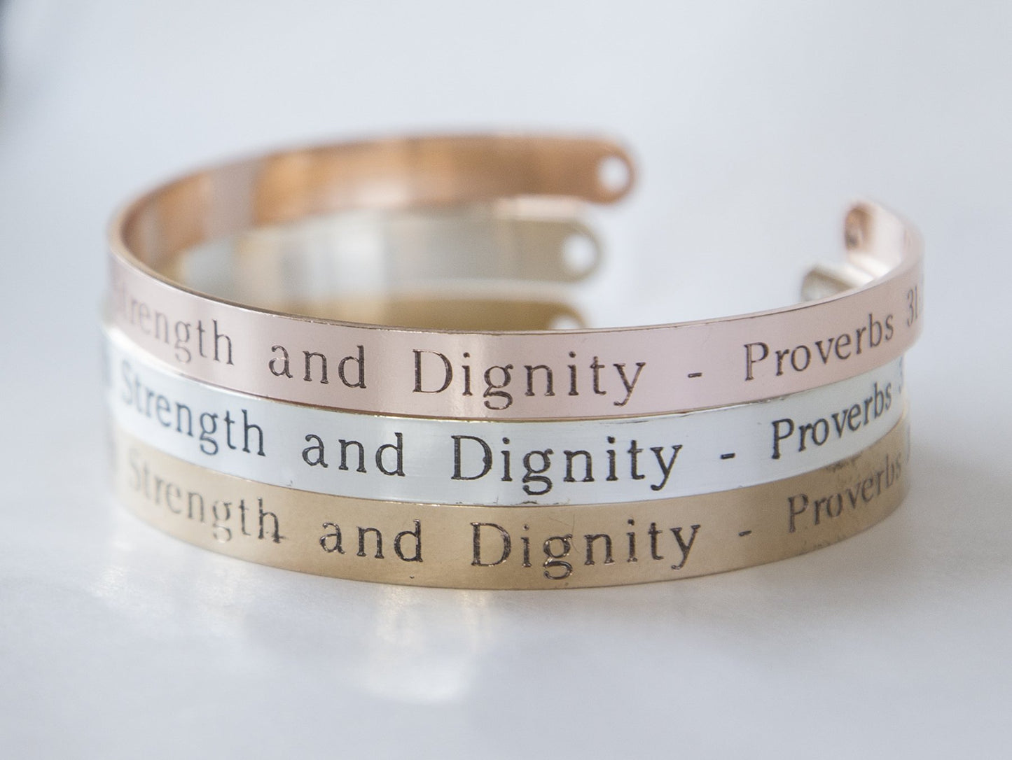 She Is Clothed With Strength And Dignity Bracelet Gift Christian Cuff