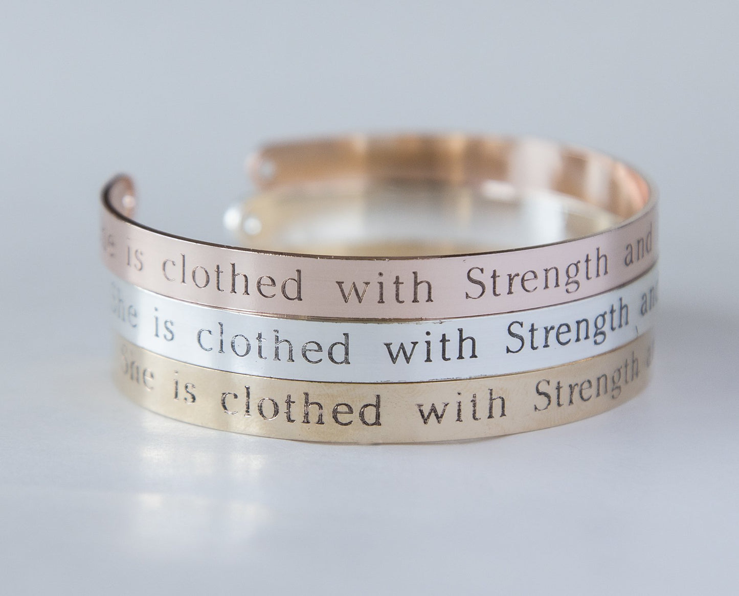 She Is Clothed With Strength And Dignity Bracelet Gift Christian Cuff