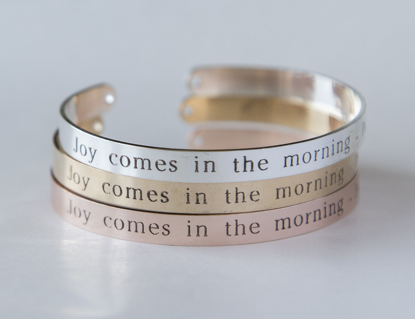 Joy Comes in the Morning Bracelet Gift Christian Cuff Bracelet, Psalm