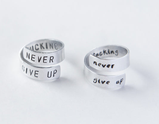 Never Give Up Ring, Cancer Survivor ring, Cancer Victory