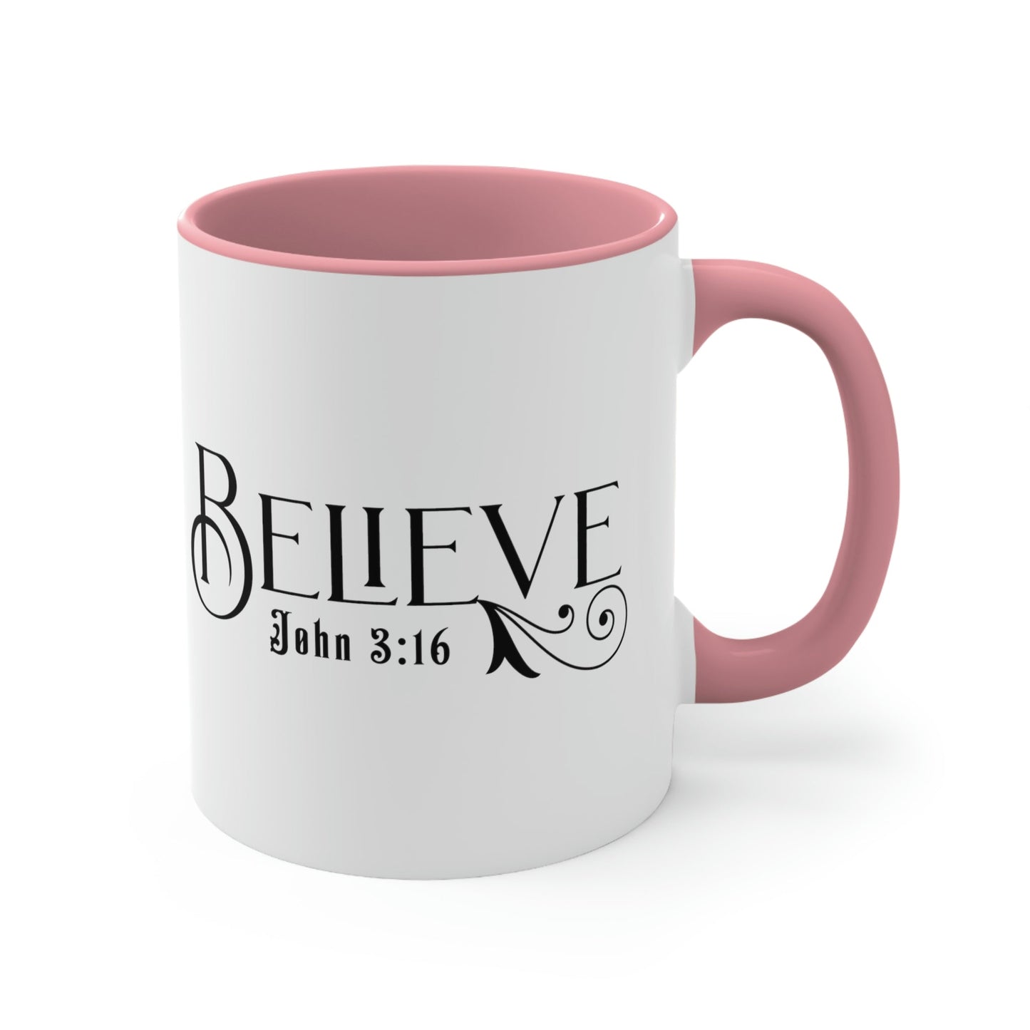 Two-tone Accent Ceramic Mug 11oz - Believe John 3:16 Scripture Bible