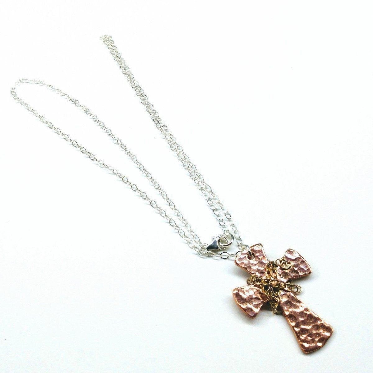 Chained Hammered Copper Cross Necklace