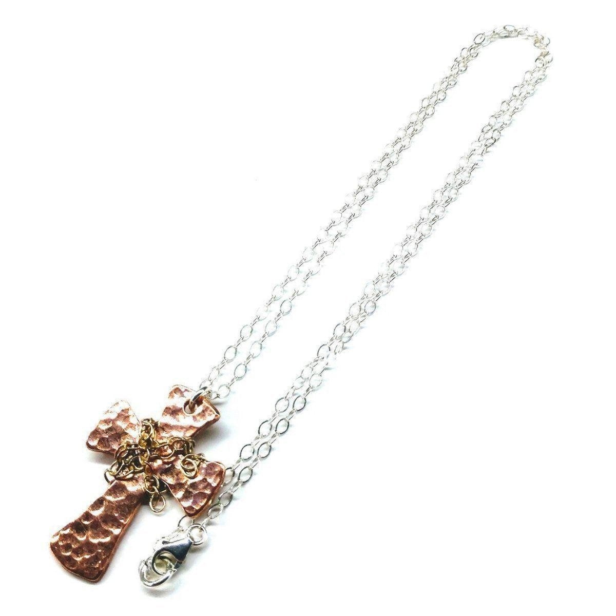 Chained Hammered Copper Cross Necklace