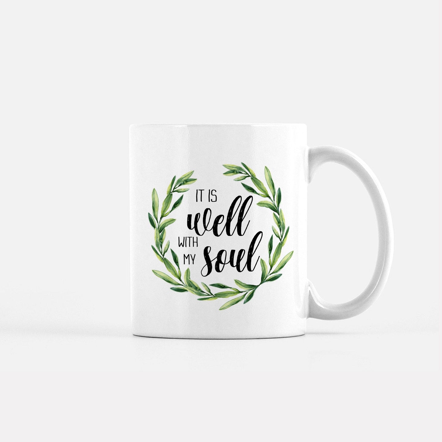 It Is Well with My Soul Coffee Mug, Blue Wreath mug, Inspirational