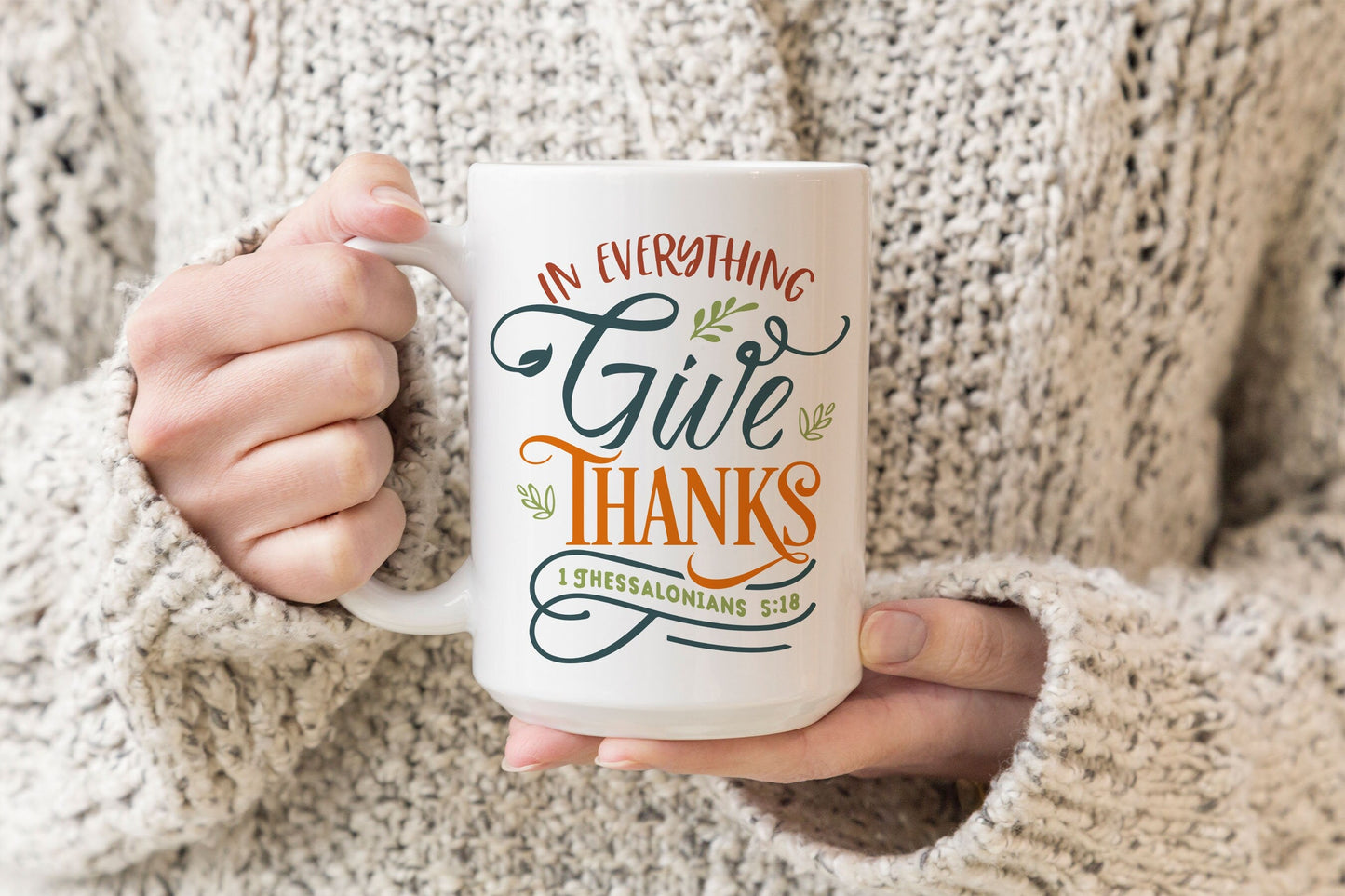 In Everything Give Thanks, Scripture Mug, Autumn Decor, Thanksgiving