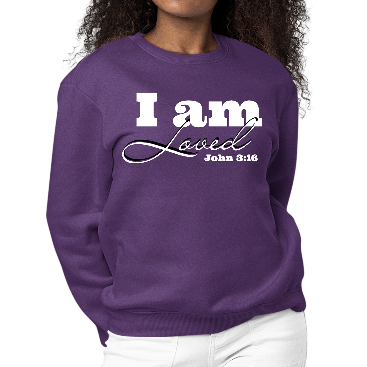 Womens Graphic Sweatshirt i am Loved - John 3:16 Illustration