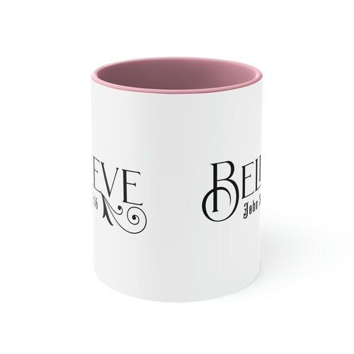 Two-tone Accent Ceramic Mug 11oz - Believe John 3:16 Scripture Bible